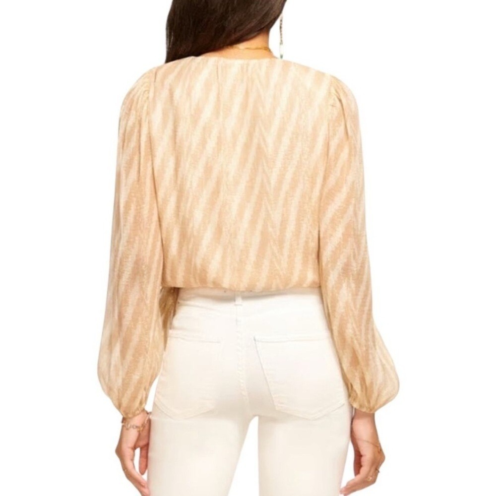 NWT Ramy Brook Lupita Wrap Top Blouse Silk Gold Metallic Elegant Size XL - Picture 4 of 8